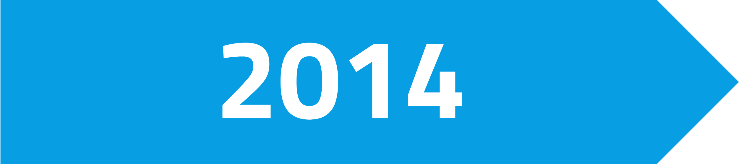 Grafik, die eine weiße Zahl 2014 auf einem blauen Pfeil zeigt.