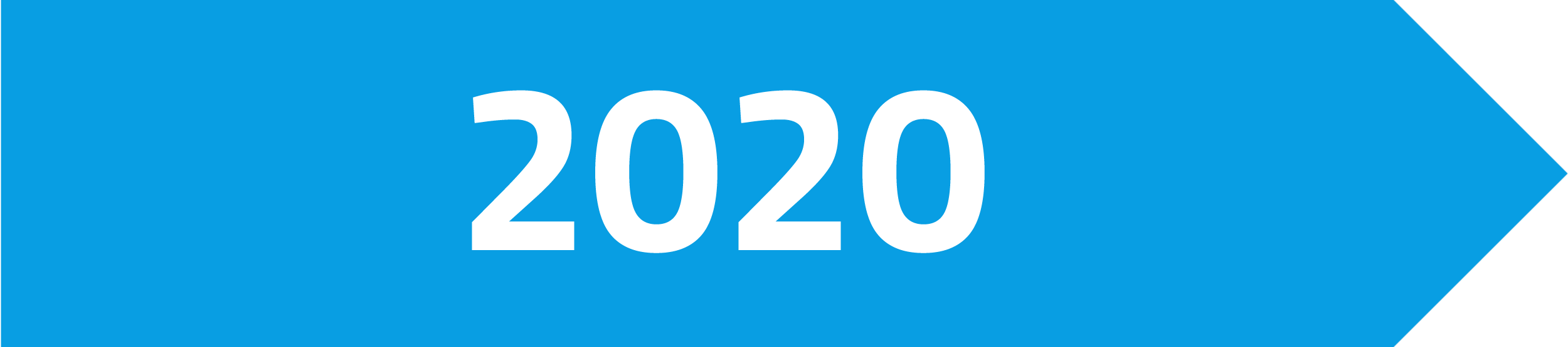 Grafik, die eine weiße Zahl 2020 auf einem blauen Pfeil zeigt.