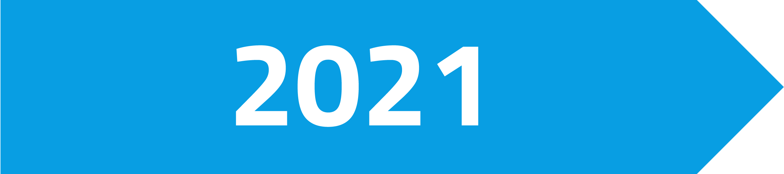 Grafik, die eine weiße Zahl 2021 auf einem blauen Pfeil zeigt.