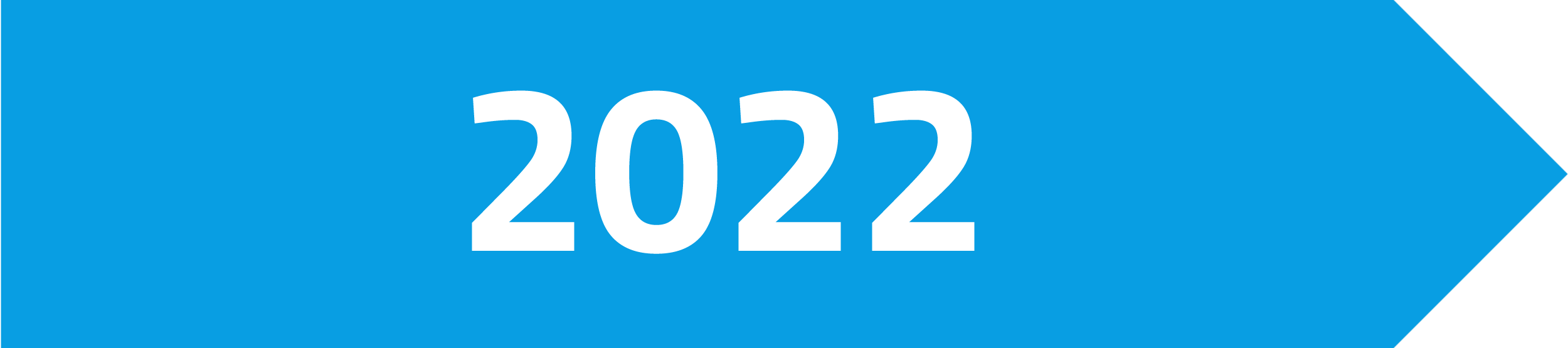 Grafik, die eine weiße Zahl 2022 auf einem blauen Pfeil zeigt.